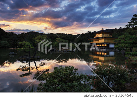 Kinkaku-ji in the evening sunset,Golden Pavilion, Kinkaku-ji in the evening sunset,Golden Pavilion, 23104543