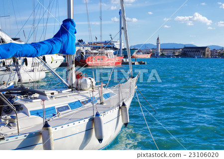 Yacht in Zakynthos marina on Zakynthos in Greece Yacht in Zakynthos marina on Zakynthos in Greece 23106020