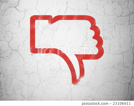 Social network concept: Thumb Down on wall 23106911