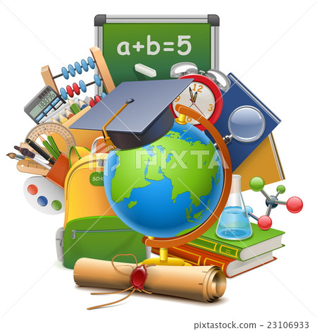 Vector School Concept with Globe-插圖素材 [23106933] - PIXTA圖庫