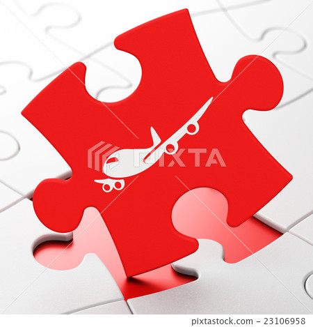 Vacation concept: Airplane on puzzle background Vacation concept: Airplane on puzzle background 23106958