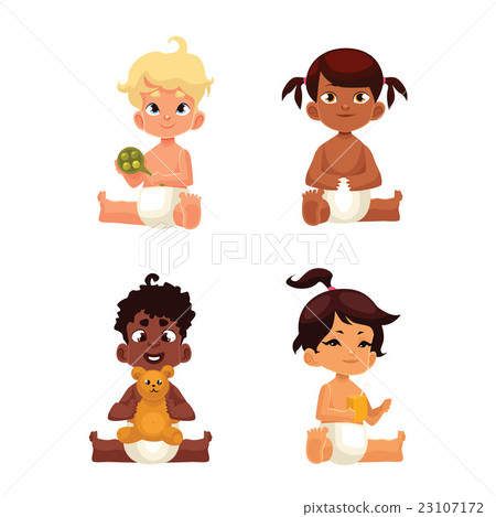 Babies in diapers of different nationalities Babies in diapers of different nationalities 23107172