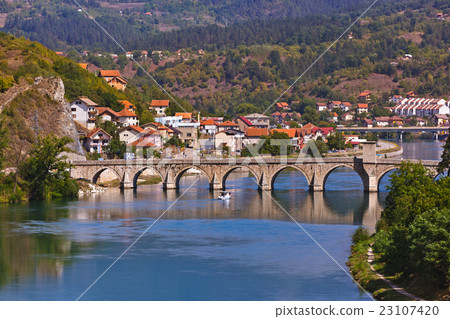 Old Bridge on Drina river in Visegrad - Bosnia 23107420