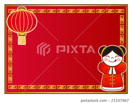 穿中國傳統服裝和中國式背景的女孩 23107867