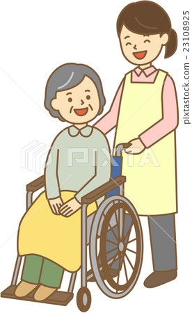 Elderly people in wheelchairs and caregivers - Stock Illustration ...