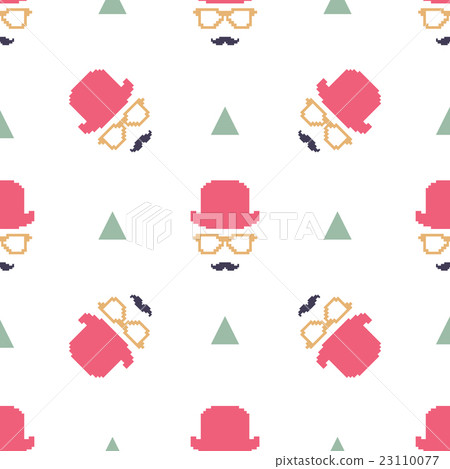 Vintage hipster hat and mustache symbol seamless 23110077