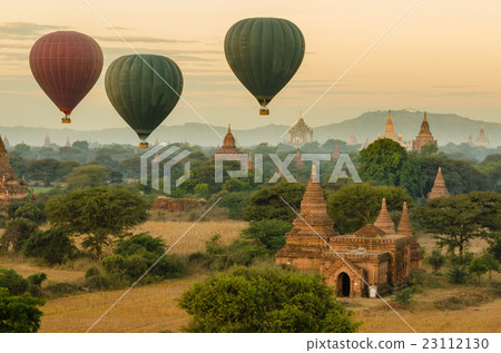 Hot Air Balloon over The Ancient Temples of Bagan Hot Air Balloon over The Ancient Temples of Bagan 23112130