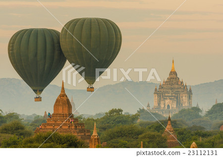 Hot Air Balloon over The Ancient Temples of Bagan Hot Air Balloon over The Ancient Temples of Bagan 23112131