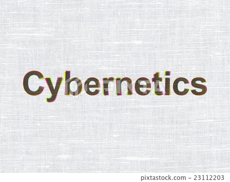 Science concept: Cybernetics on fabric texture Science concept: Cybernetics on fabric texture 23112203