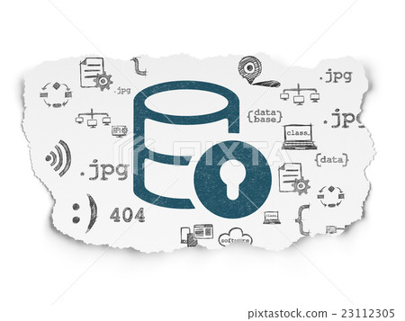 Database concept: Database With Lock on Torn Paper Database concept: Database With Lock on Torn Paper 23112305
