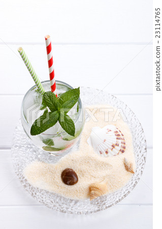 Fizzy summer soda drink with mint 23114765
