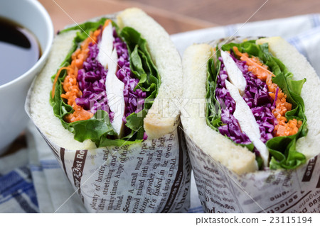 Sandwich of vegetables and chicken 23115194