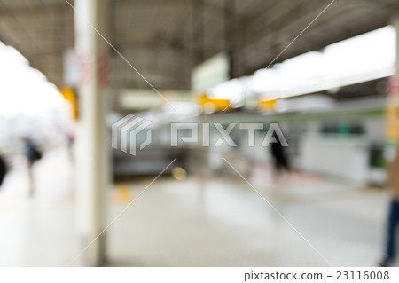 Blurry view of train platform Blurry view of train platform 23116008