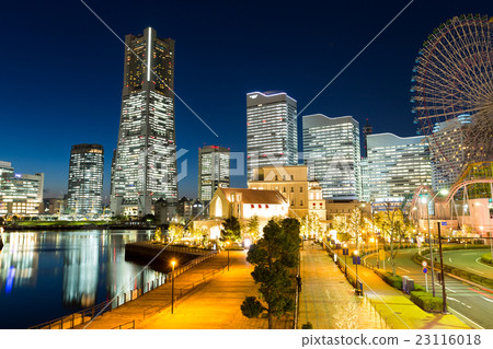 Yokohama city in Japan at night Yokohama city in Japan at night 23116018
