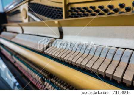 Close up of Inside the piano with selective focus Close up of Inside the piano ,Filtered image processed vintage effect. 23118214
