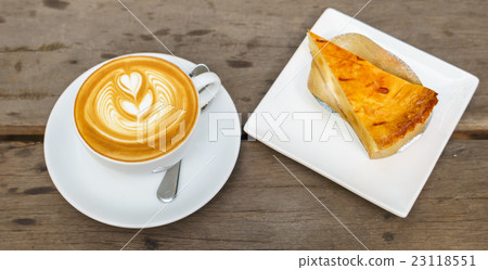 Latte Coffee art on the wooden table Latte Coffee art on the wooden table 23118551