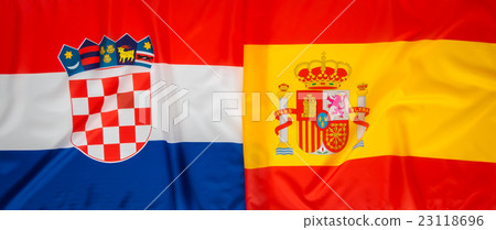 Croatia and Spain flag . Croatia and Spain flag . 23118696