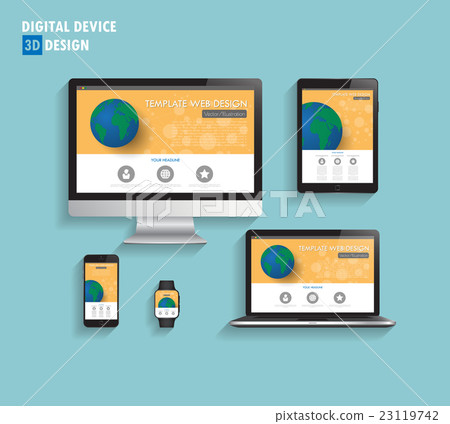3d Modern devices mockups fpr your business. 3d Modern devices mockups fpr your business. 23119742