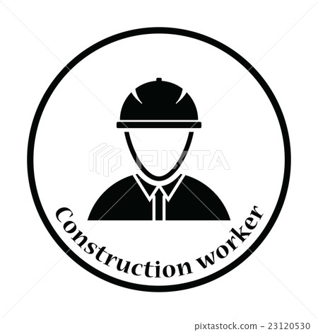 Icon of construction worker head in helmet 23120530