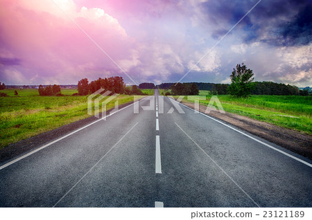 straight rural road at the sunset 23121189