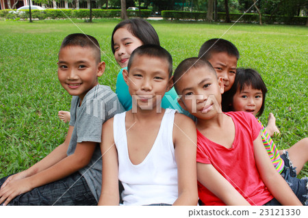 Six children playing in the park Six children playing in the park 23121330