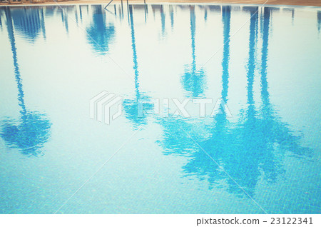 pool with reflections of palm trees pool with reflections of palm trees 23122341