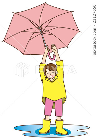 搖頭傘的小學女孩,很高興雨已經停止了(雨衣+水池) 搖頭傘的小學女孩,很高興雨已經停止了(雨衣+水池) 23127650