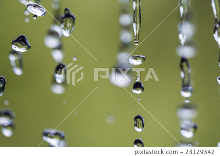 Raindrops on a rope for clothes on a blurred backg 23129342