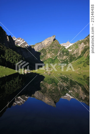 Summer morning at lake Seealpsee Summer morning at lake Seealpsee 23146488