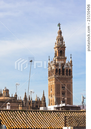 Catedral de Sevilla and residential roofs, Spain 23150406