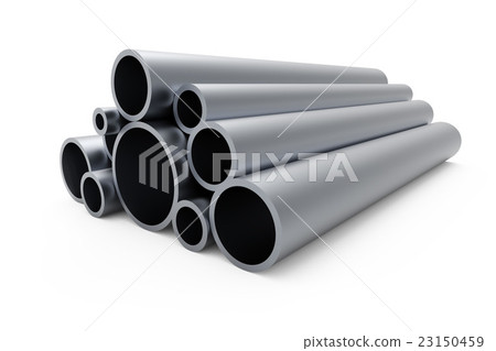 Pile of steel pipes isolated on white background. Pile of steel pipes isolated on white background. 23150459