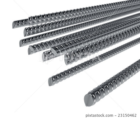 Steel reinforcement rods isolated on white 23150462