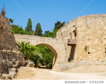 Rhodes old town entrance bridge, Greece. 23152239