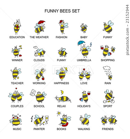 Funny bee collection, sketch for your design Funny bee collection, sketch for your design 23152944