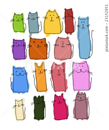 Colorful cats collection, sketch for your design Colorful cats collection, sketch for your design 23152951