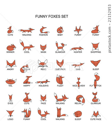Fox icons, collection for your design Fox icons, collection for your design 23152953