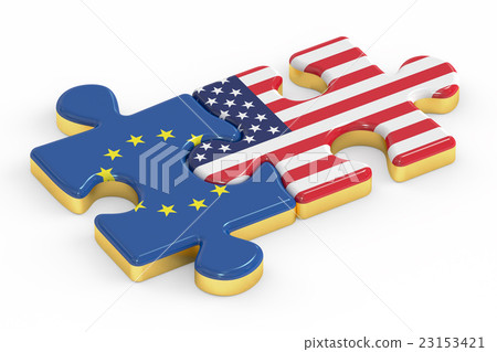 USA and EU puzzles from flags, relation concept 23153421