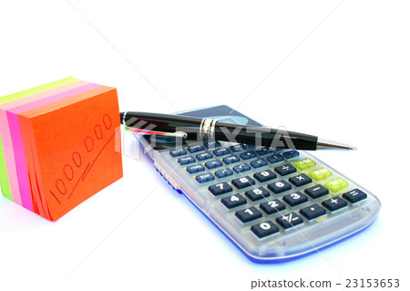 Calculator, pen and paper 23153653