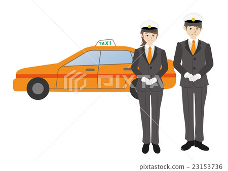 Taxi and man and woman driver 23153736