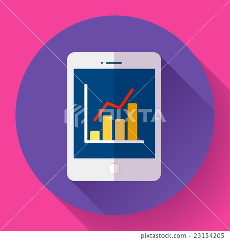 Tablet flat 2.0 icon in ipad style with stat 23154205