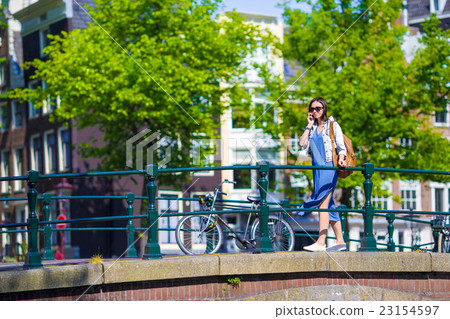 Young caucasian girl enjoy european vacation in Young caucasian girl enjoy european vacation in 23154597