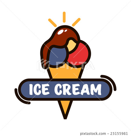 图库插图 fast food desserts icon with linear ice cream cone