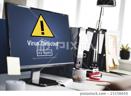 Virus Detected Alert Hacking Piracy Risk Shield Concept 23156650