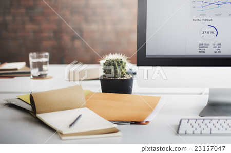 Contemporary Room Workplace Office Supplies Concept 23157047
