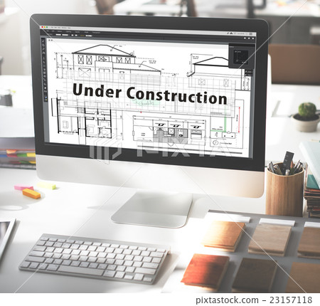 Under Consrtuction Building Warning Attention Concept 23157118