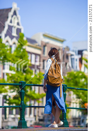 Young woman on european vacation in Amsterdam at Young woman on european vacation in Amsterdam at 23157271
