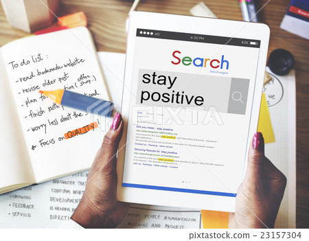 Stay Positive Thinking Mindset Optimistic Happiness Concept Stay Positive Thinking Mindset Optimistic Happiness Concept 23157304