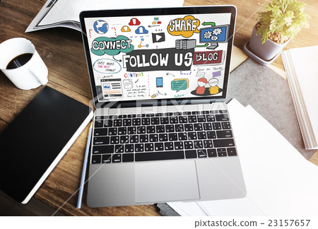Follow us Social Media Connection Followers Concept 23157657