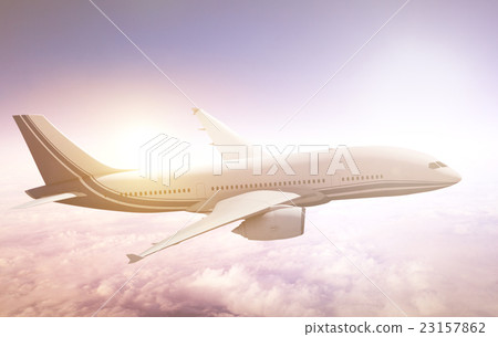 Airplane Transportation Flight Flying Vehicle Blue Sky Concept 23157862