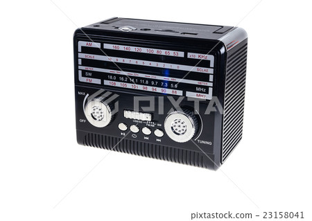 Retro black radio white background. 23158041